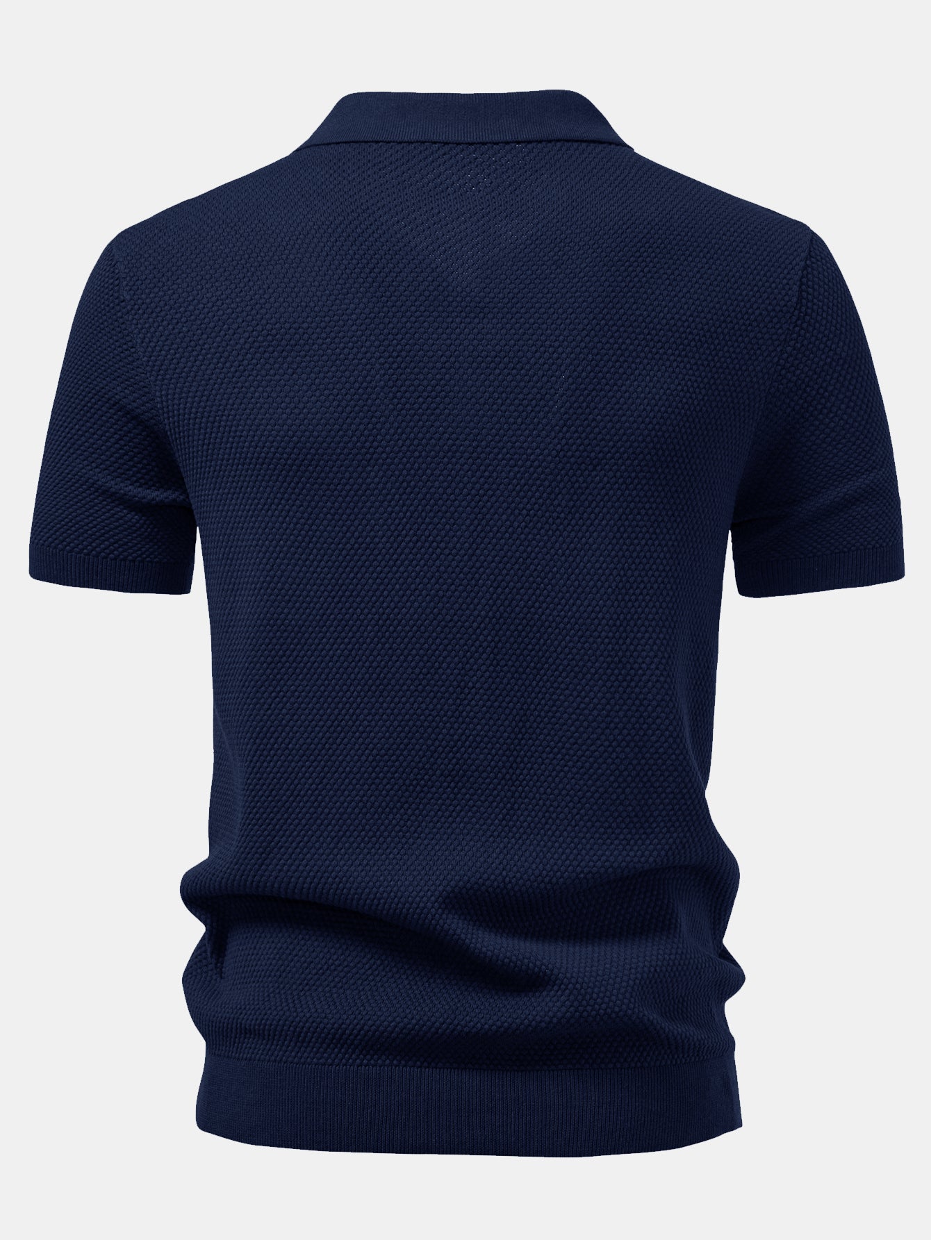 Pineapple Texture Knitted Polo Shirt