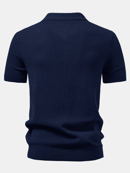 Pineapple Texture Knitted Polo Shirt