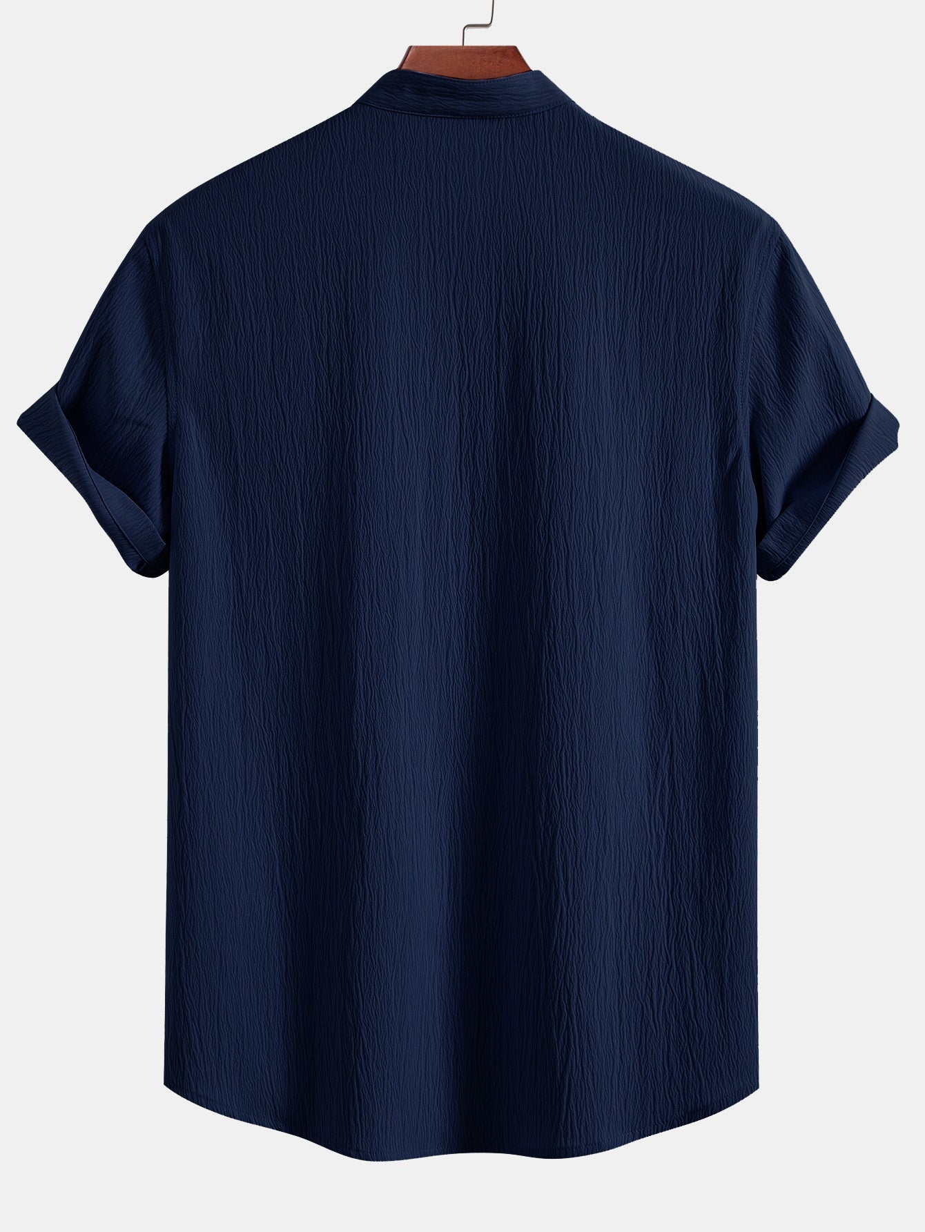 Crinkled Textured V Neck Shirt