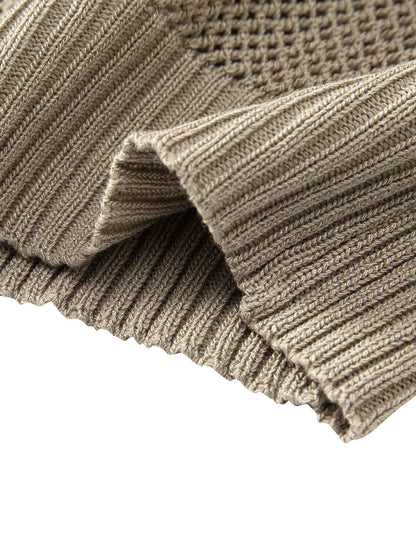 Eyelet Zip Up Knit Polo Shirt