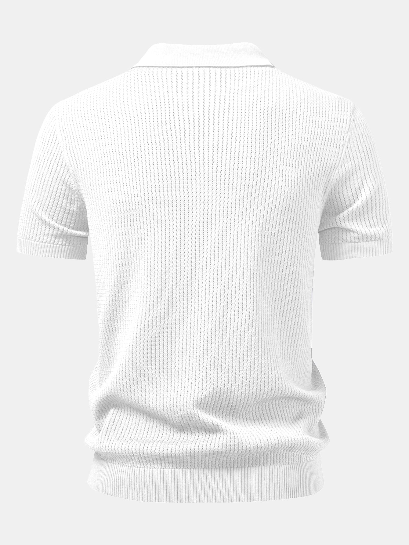 Textured Crochet Knitted Polo Shirt