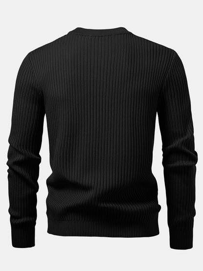 Ribbed Henley Neck Sweater