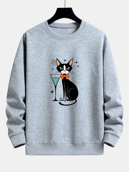 Atomic Black Cat Print Relax Fit Sweatshirt