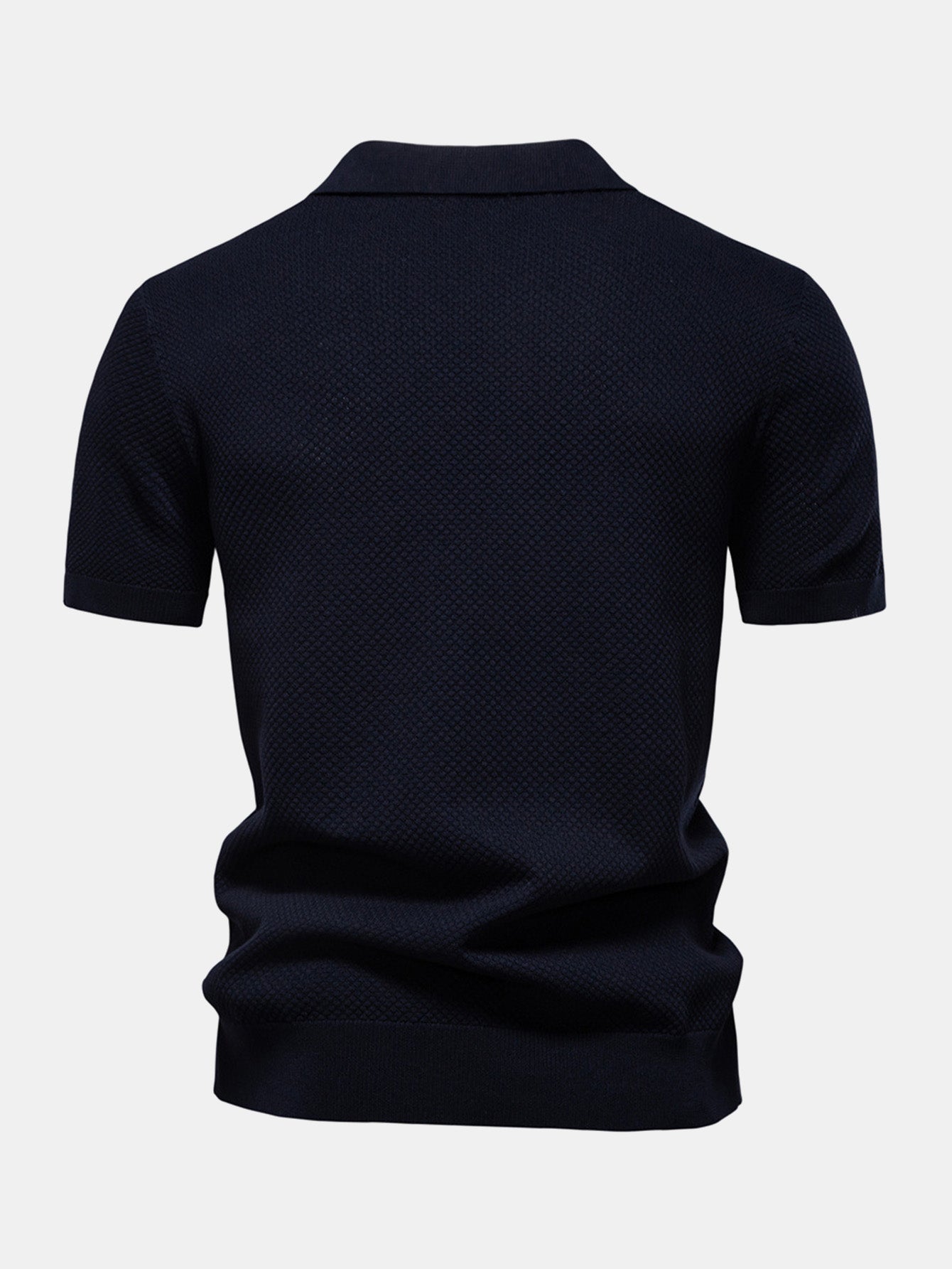 Pineapple Texture Knit V Neck Polo