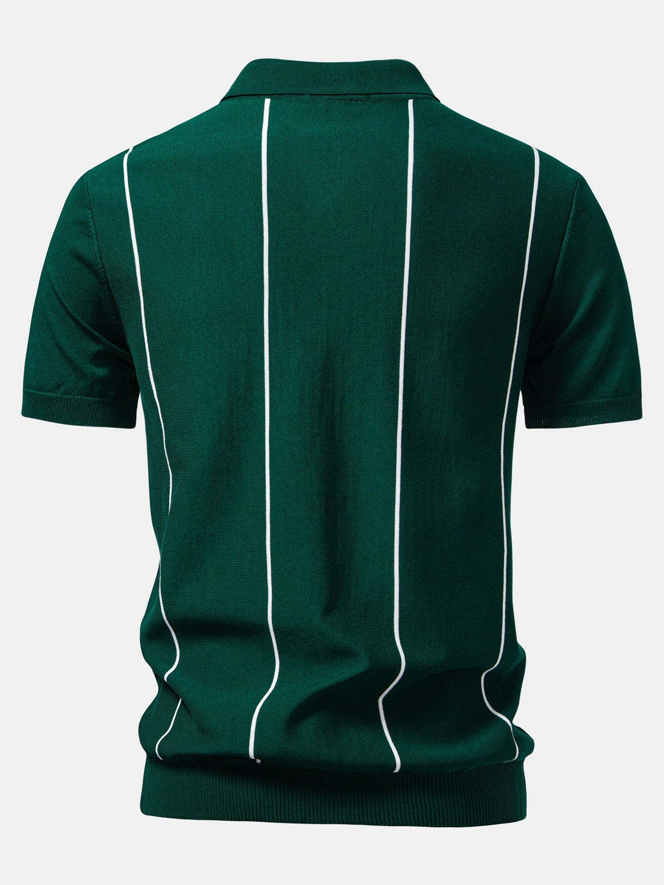 Stripe Zip Up Knitted Polo Shirt