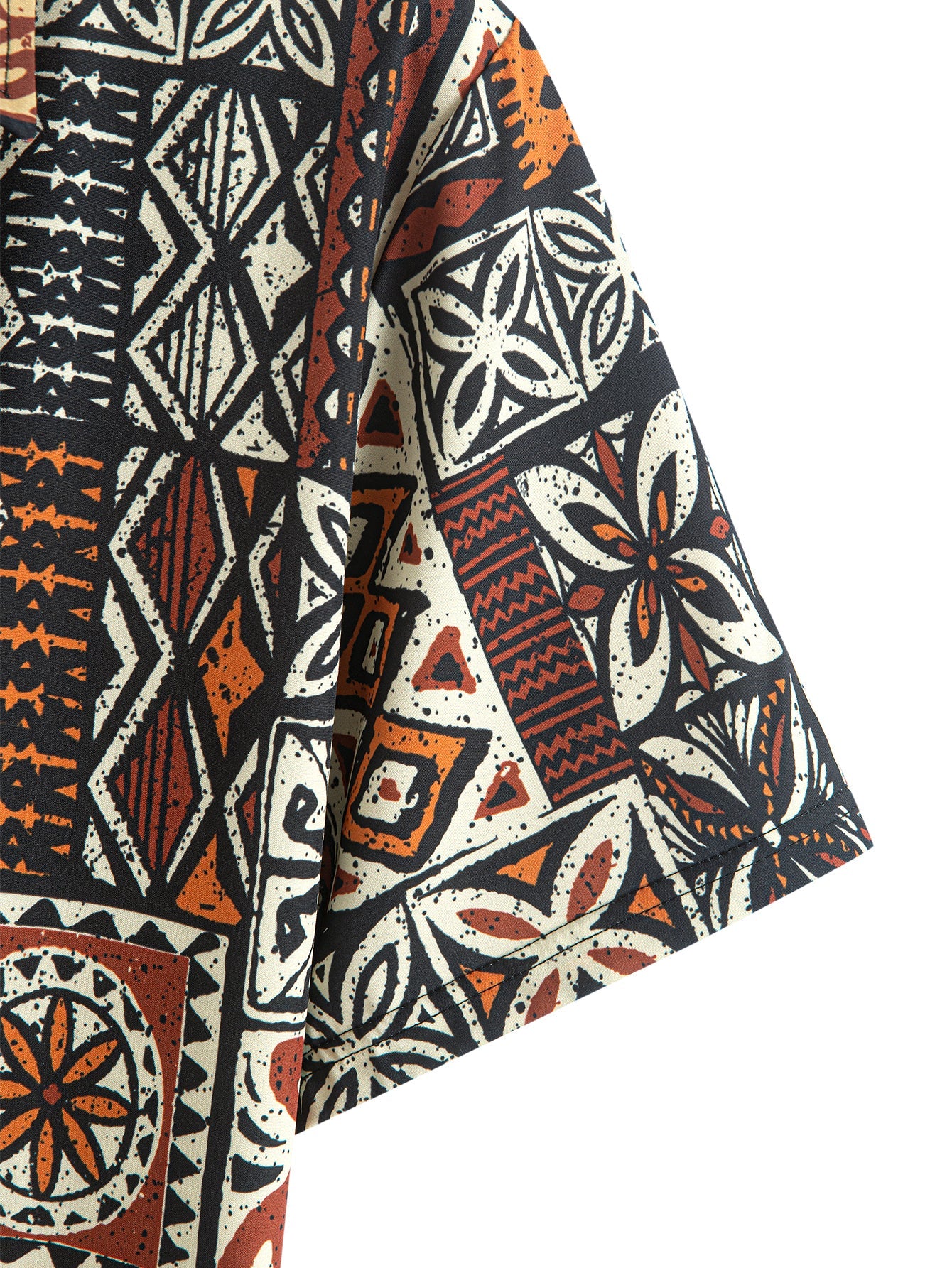 Ethnic Geometry Print Button Up Shirt