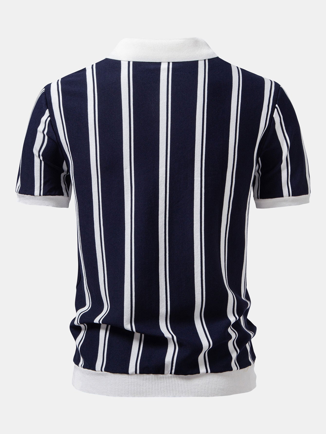 Striped Zip Up Knit Polo