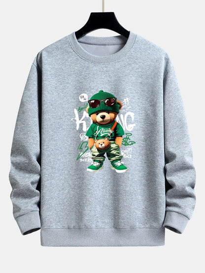 Graffiti Bear Print Relax Fit Sweatshirt