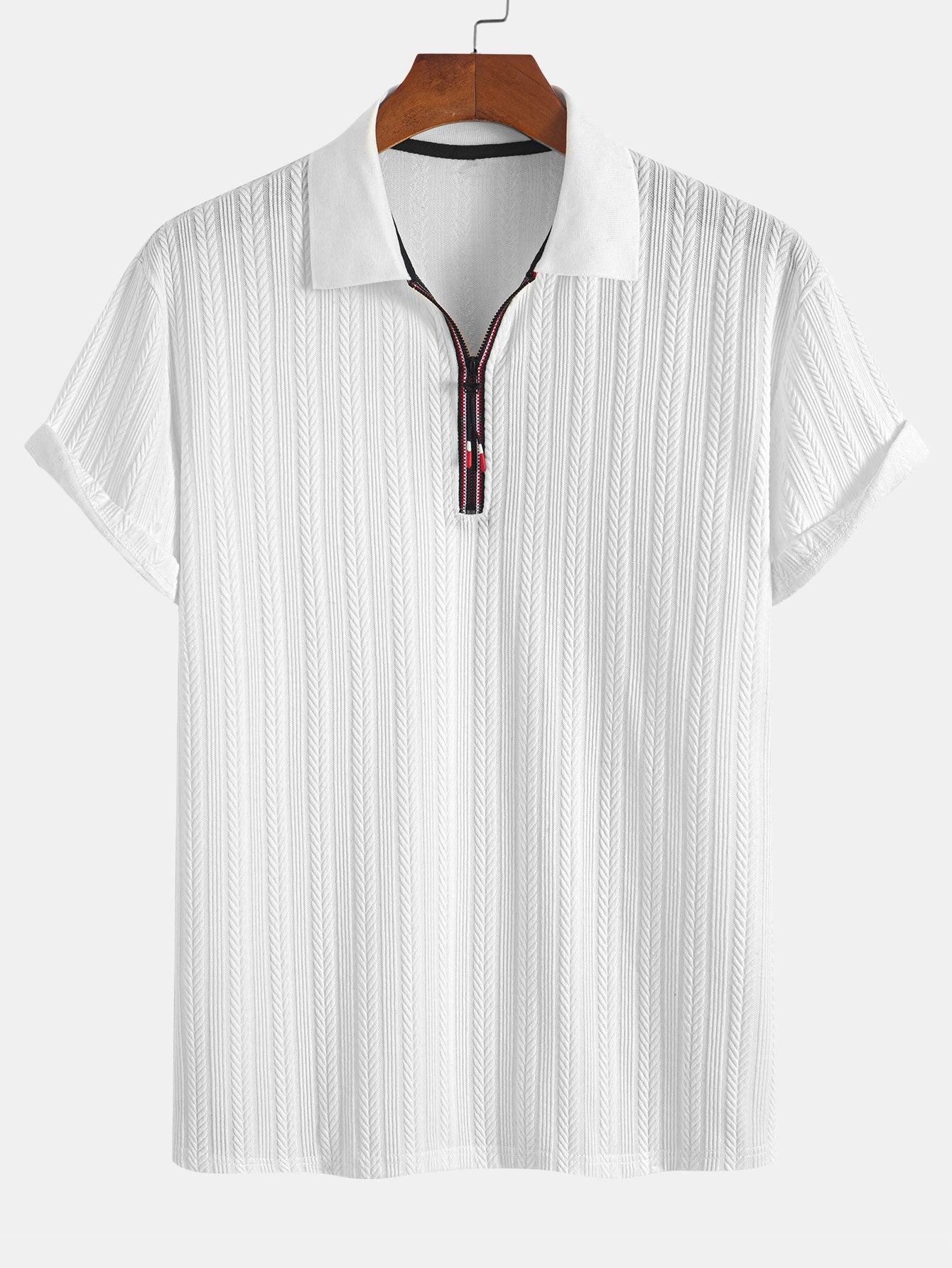 Textured Zipper Polo