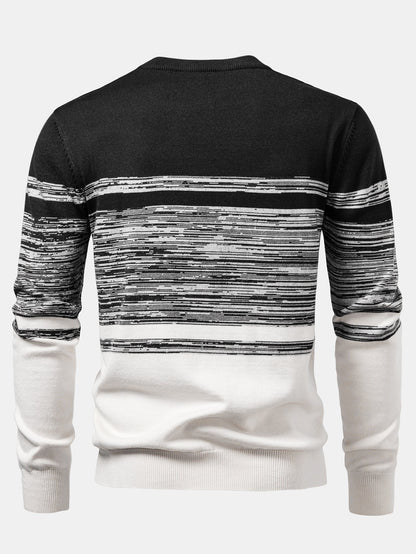 Horizontal Stripe Pattern Crew Neck Sweater
