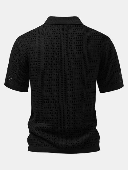 Crochet  V Neck Polo Shirt