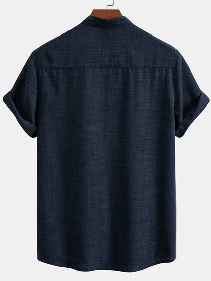 Short Sleeve Stand Collar Shirt