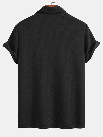 Short Sleeved Jacquard Textured Polo