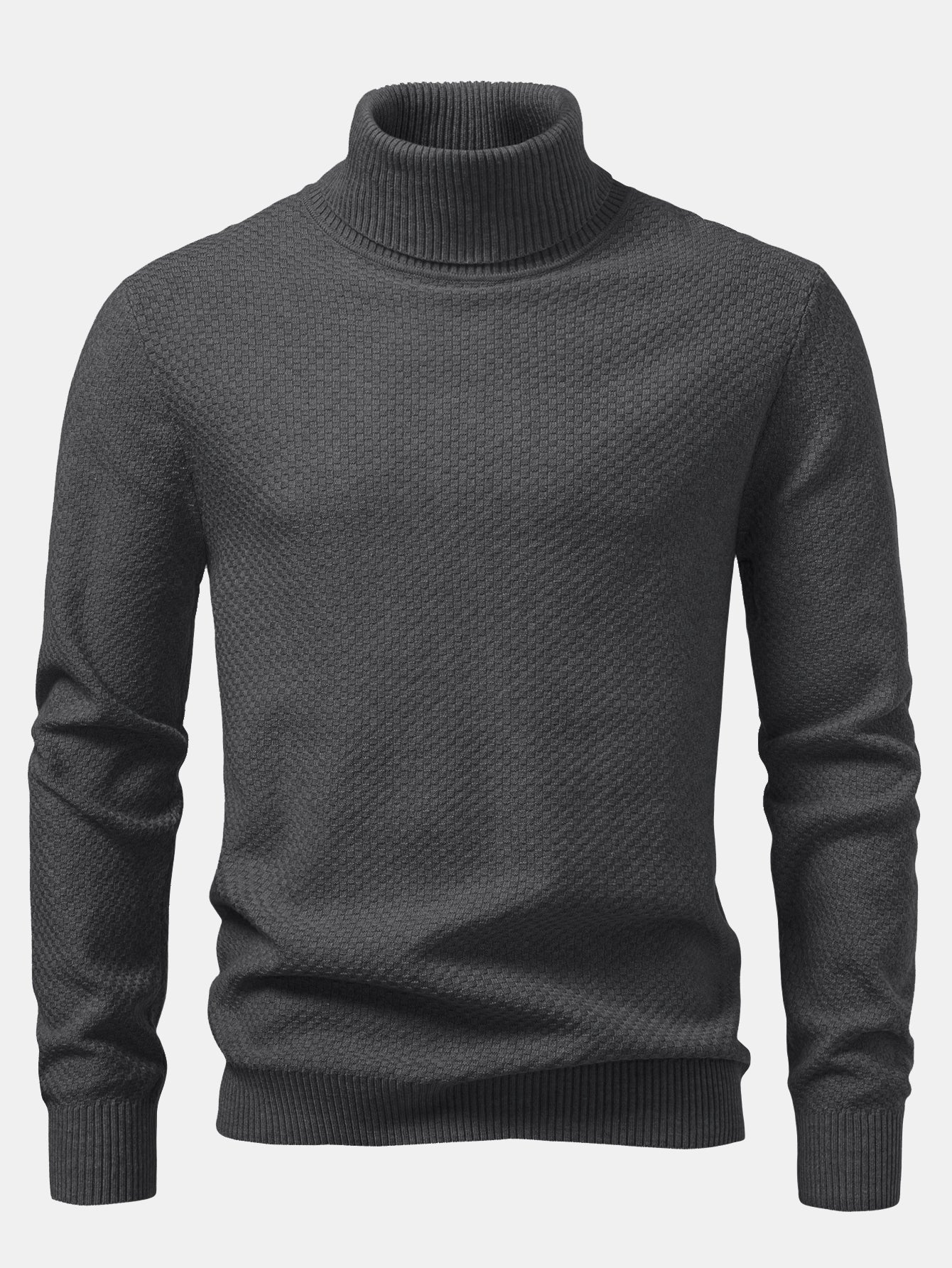 Checkerboard Textured Turtle Neck Sweater