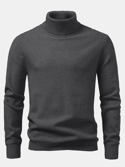 Checkerboard Textured Turtle Neck Sweater