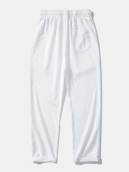 Crinkle Textured Straight Leg Pants