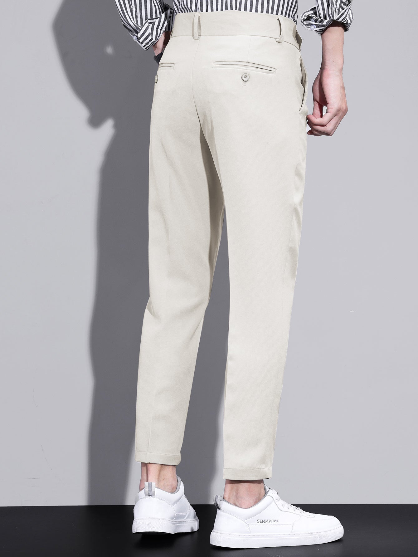 Slim Fit Tapered Cropped Trousers