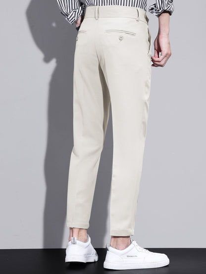 Slim Fit Tapered Cropped Trousers