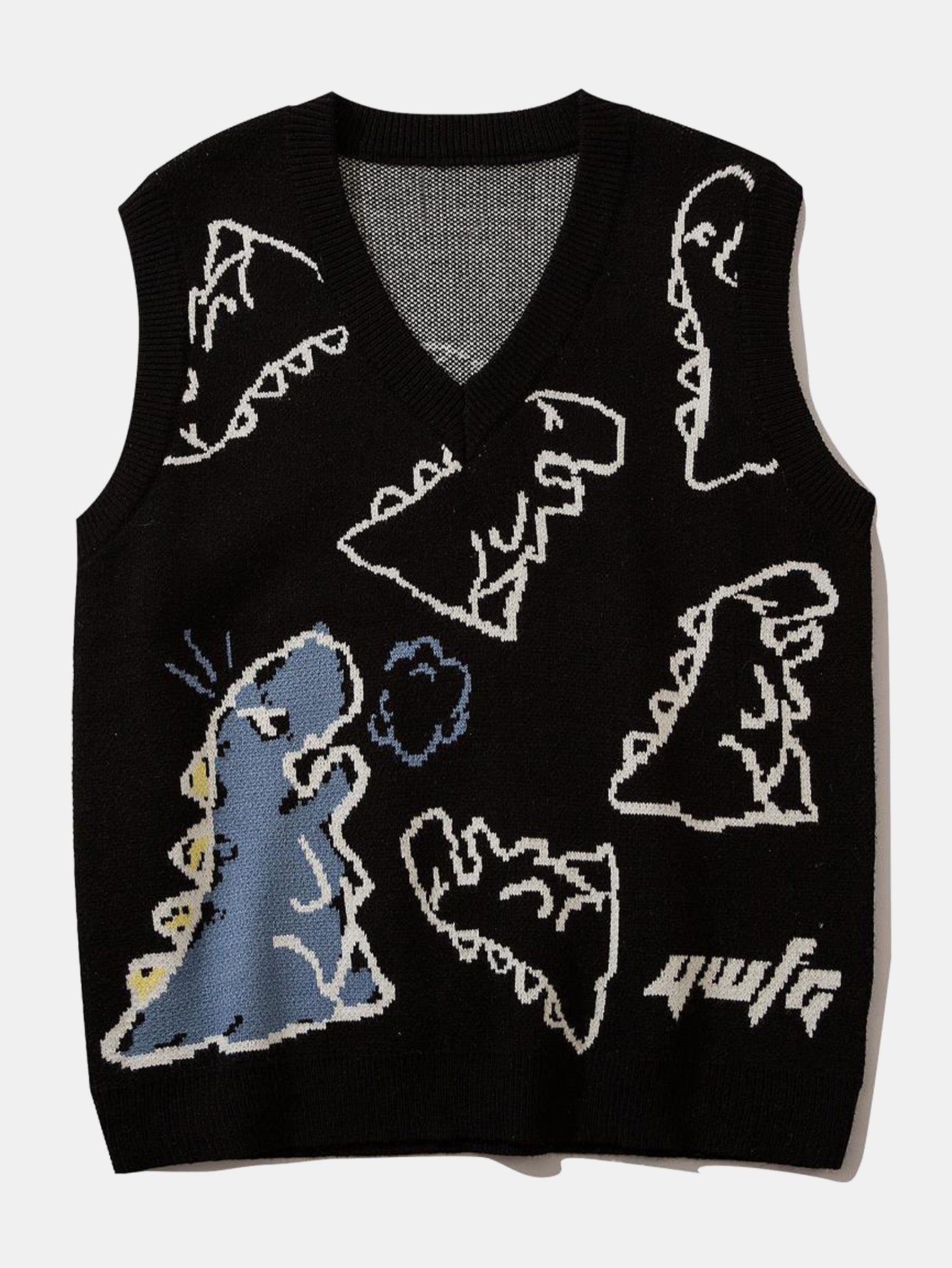 Dinosaur Print Knit Sweater Vest