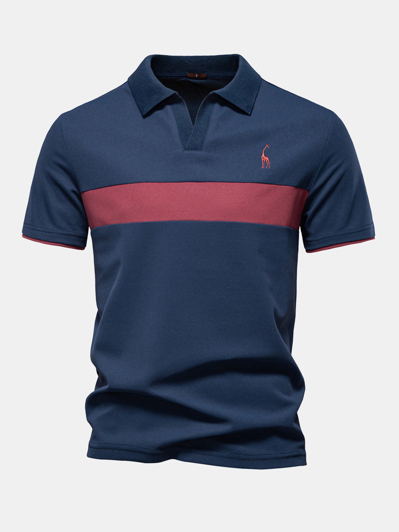 Contrast Pique V Neck Polo Shirt