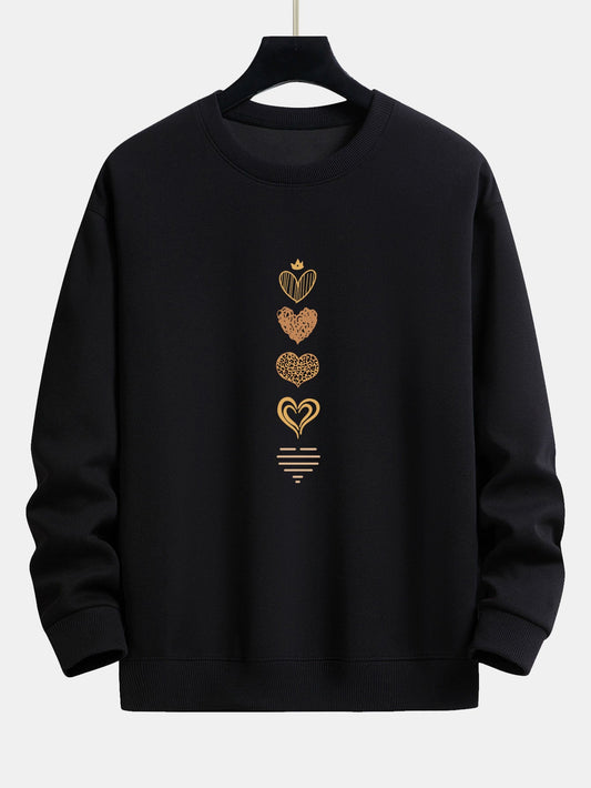 Doodle Heart Print Relax Fit Sweatshirt