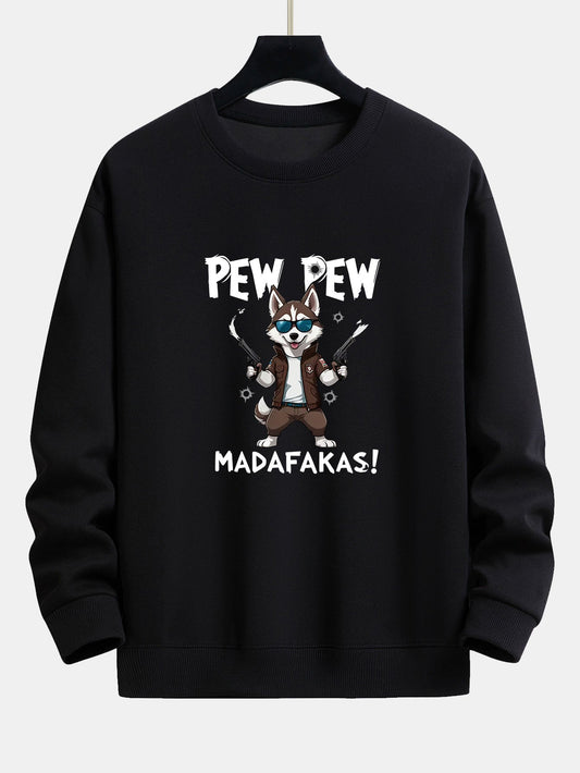 PEW PEW MADAFAKAS Wolf Print Relax Fit Sweatshirt