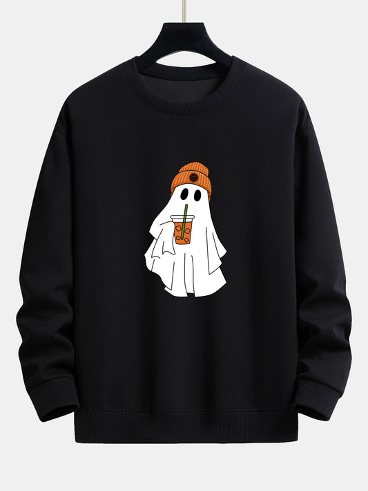 Halloween Ghost Print Relax Fit Sweatshirt