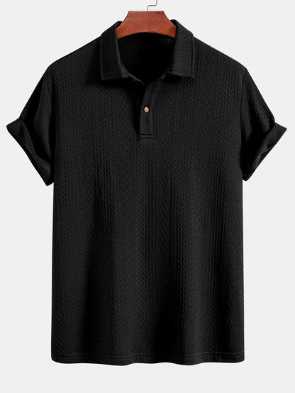 Textured Jacquard Knit Polo Shirt