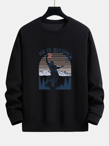 Jesus Plays Basketball Print Relax Fit Sweatshirt