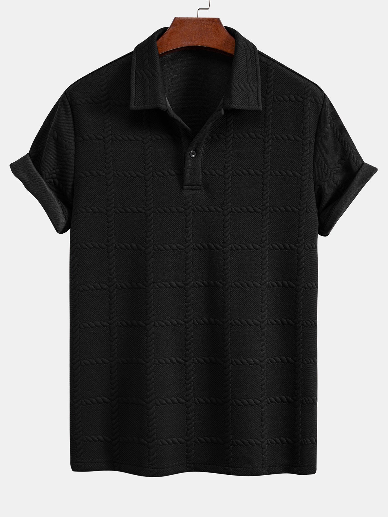 Checkered Jacquard  Polo Shirt