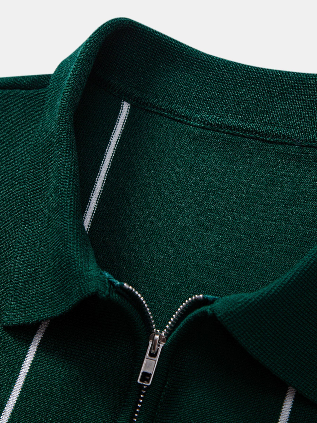 Stripe Zip Up Knitted Polo Shirt