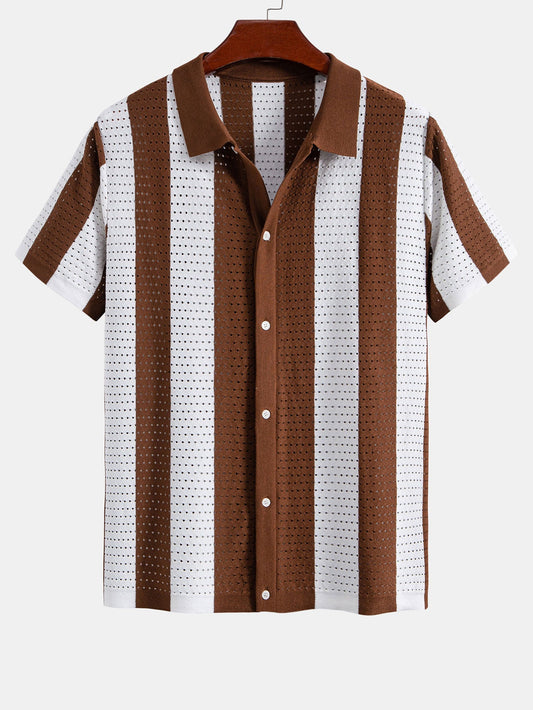 Striped Mesh Knit Shirt