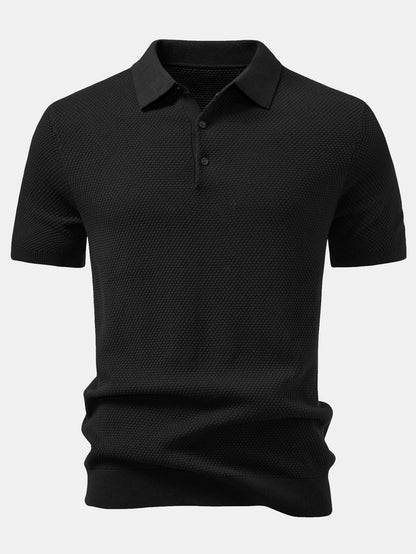 Pineapple Texture Knitted Polo Shirt