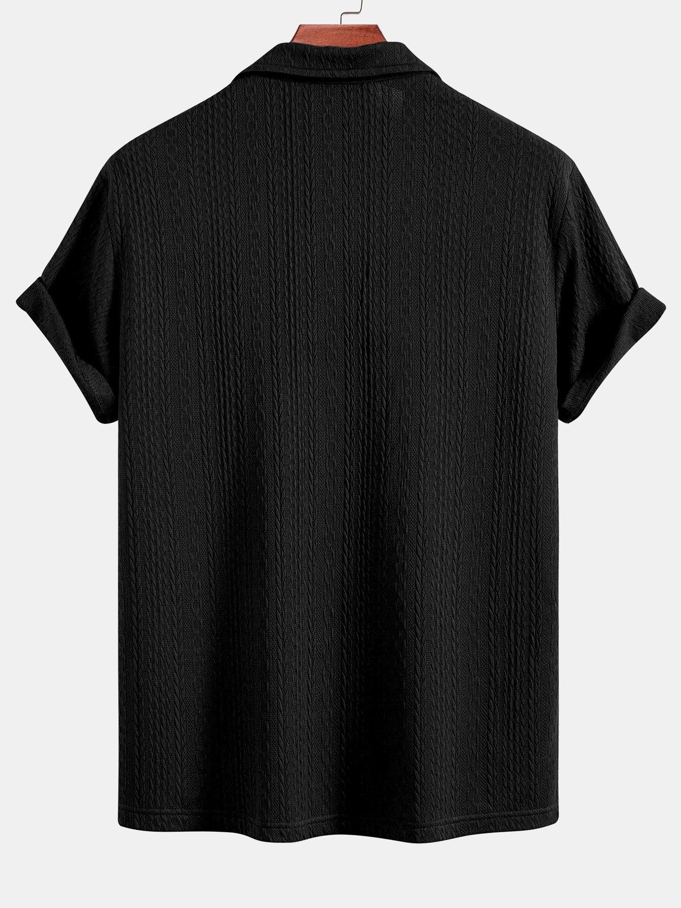 Textured Jacquard Knit Polo Shirt