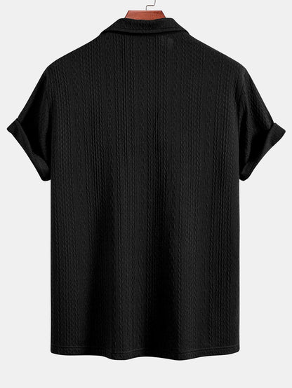 Textured Jacquard Knit Polo Shirt