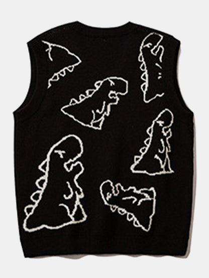 Dinosaur Print Knit Sweater Vest