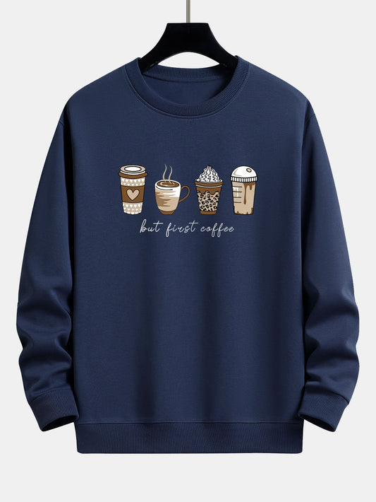 Coffee Print Relax Fit Sweatshirt