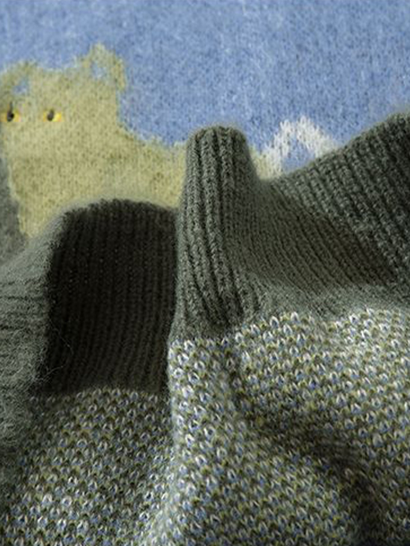 Cat Print Knit Sweater