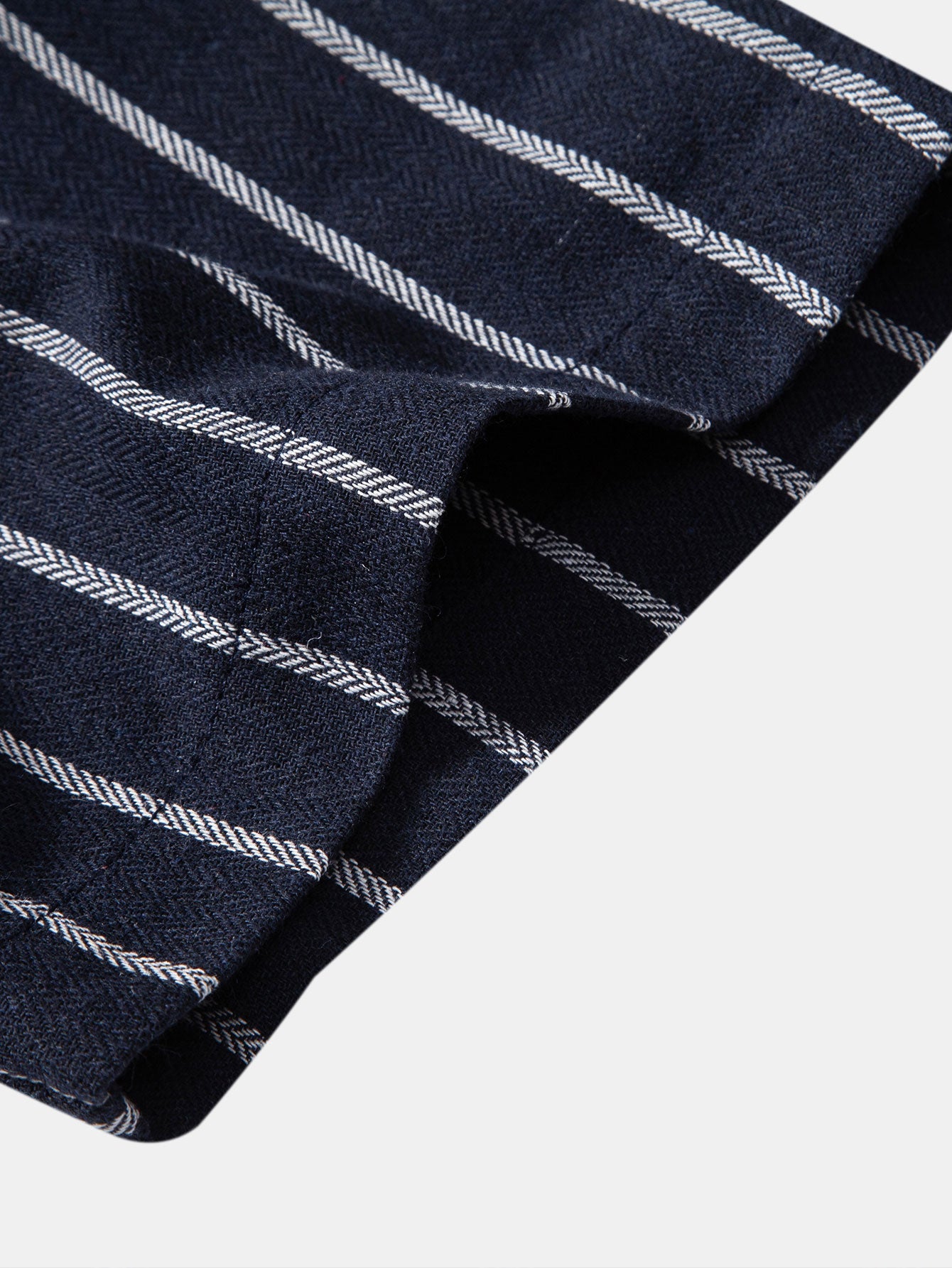 Cotton Blend Striped Stand Collar Shirt