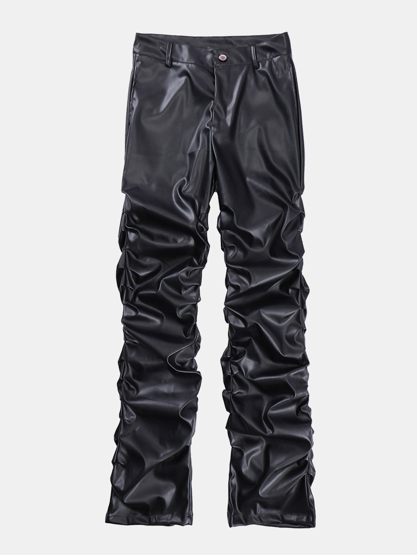 Ruched PU Leather Pants