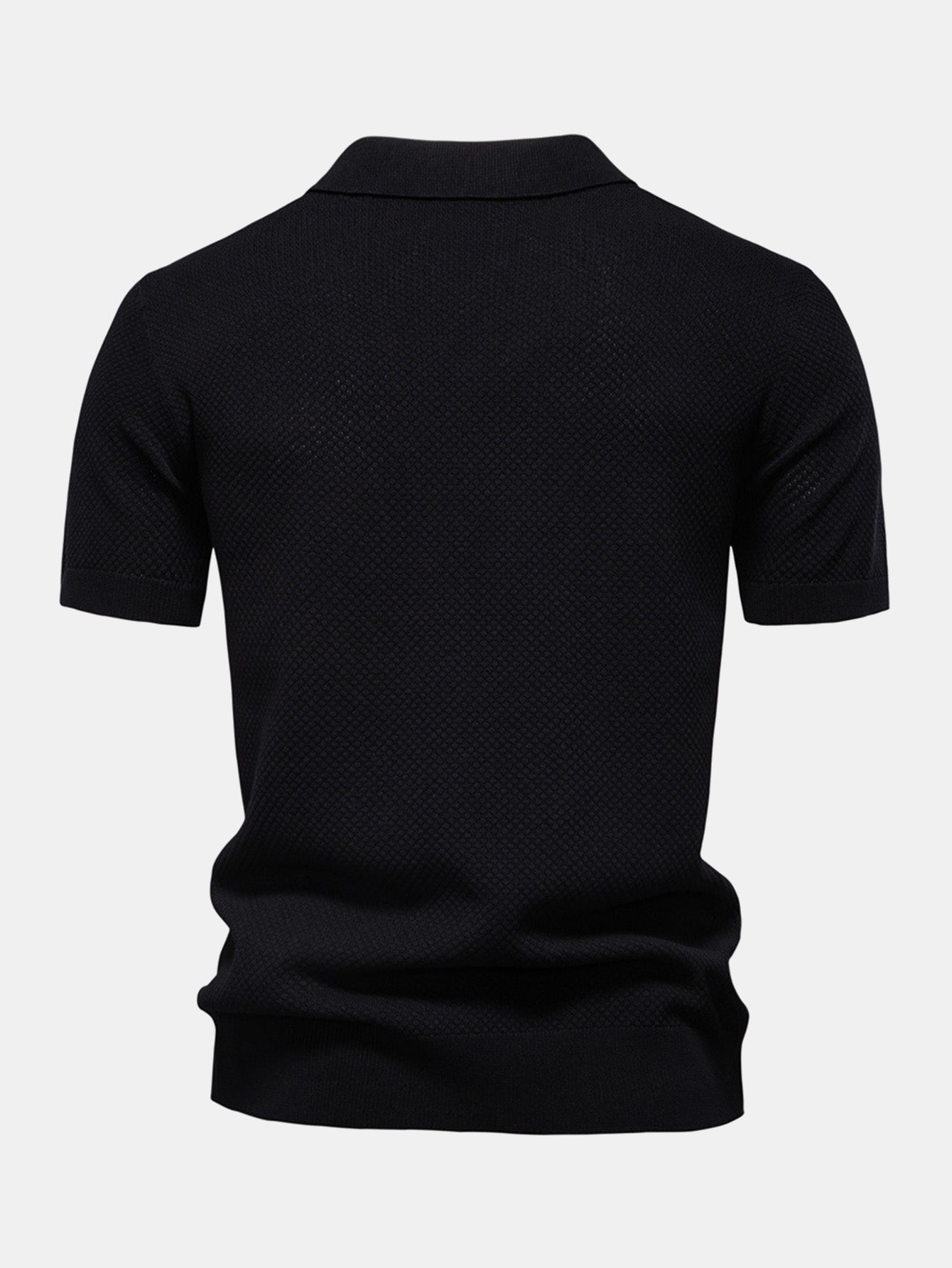 Pineapple Texture Knit V Neck Polo