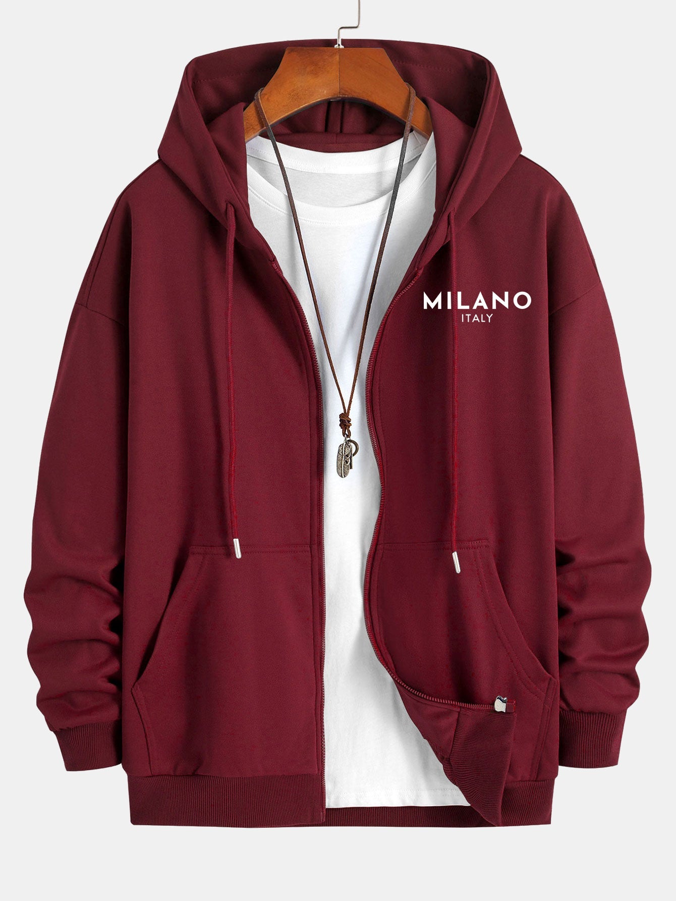 Milano Italy Print Relax Fit Zip Hoodie
