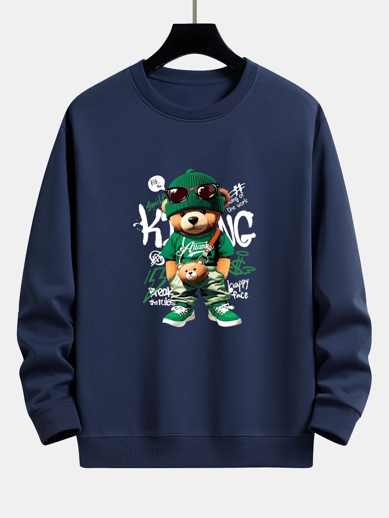 Graffiti Bear Print Relax Fit Sweatshirt