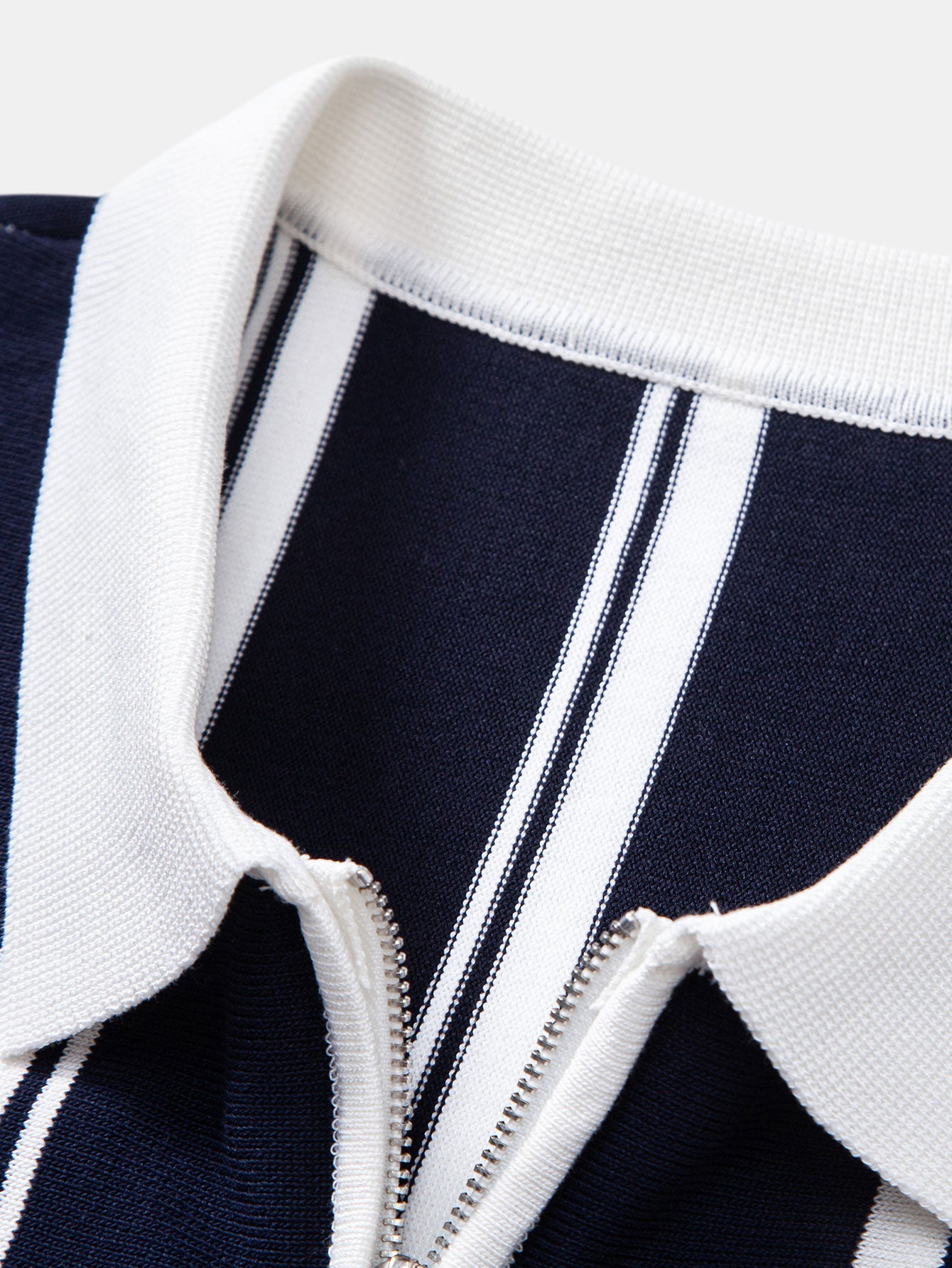 Striped Zip Up Knit Polo