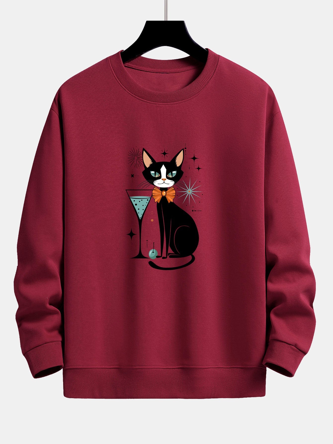 Atomic Black Cat Print Relax Fit Sweatshirt