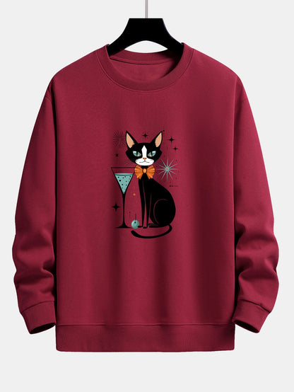 Atomic Black Cat Print Relax Fit Sweatshirt