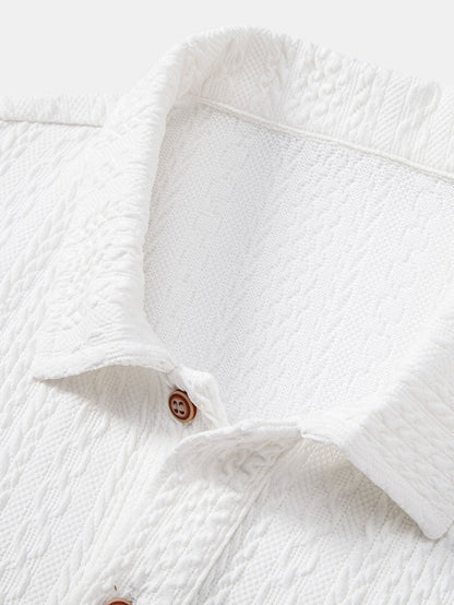 Textured Jacquard Knit Polo Shirt