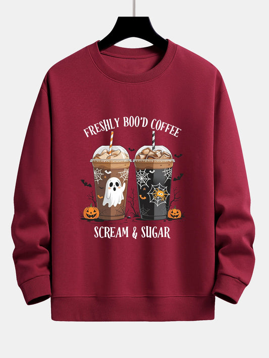 Halloween Coffee Print Relax Fit Sweatshirt