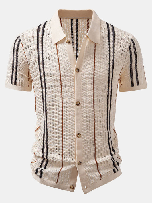 Stripe Crochet Button Up Shirt