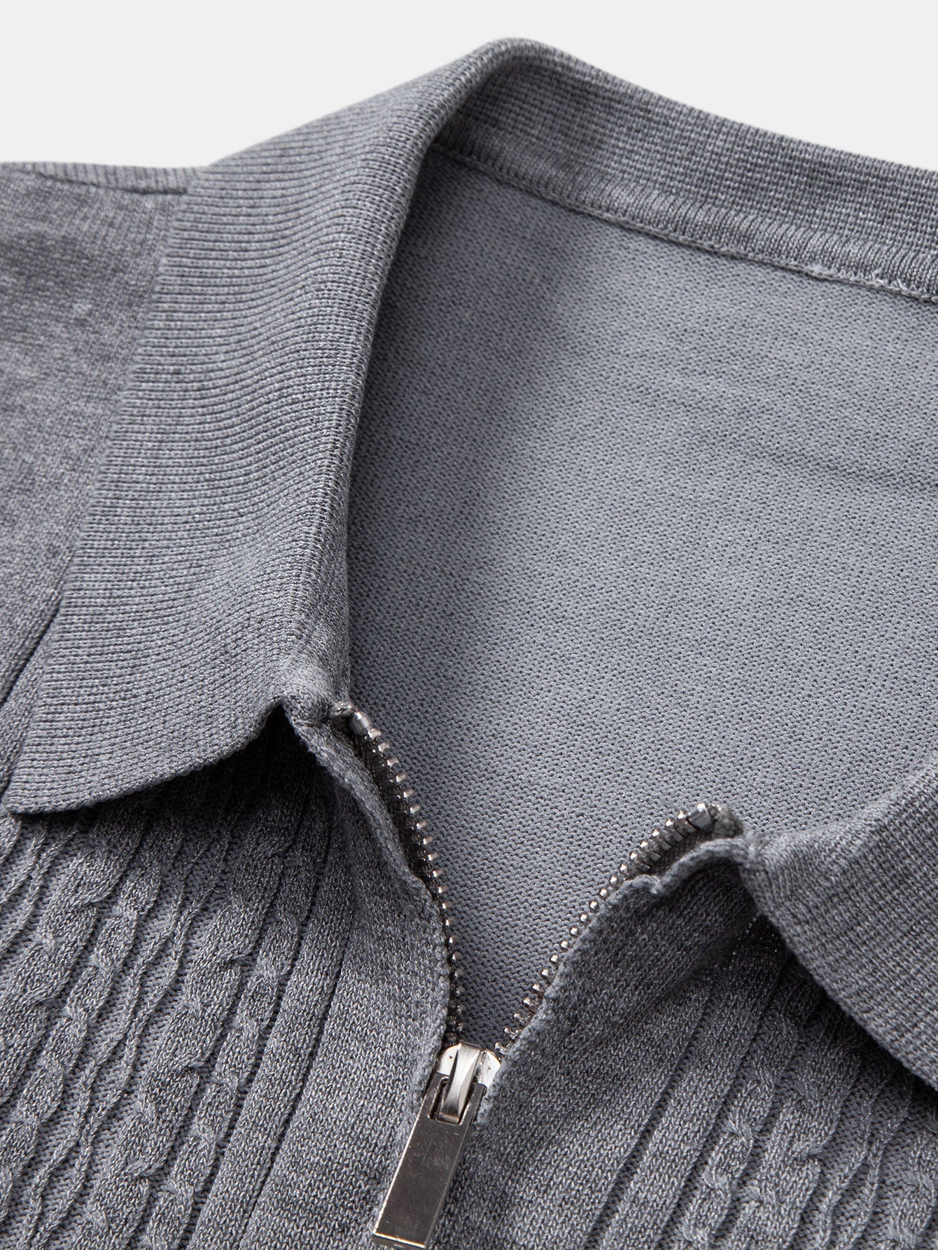 Twist Jacquard Knitted Zipper Polo Shirt
